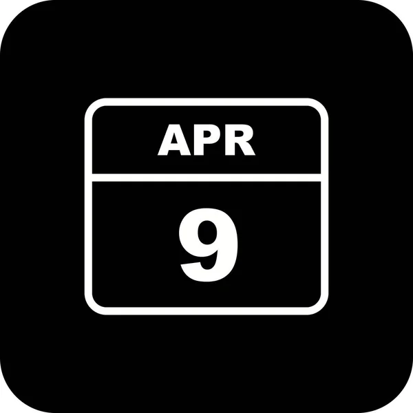 9 de abril Fecha en un calendario de un solo día —  Fotos de Stock