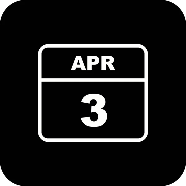 3 kwietnia Data w kalendarzu jednodniowe — Zdjęcie stockowe