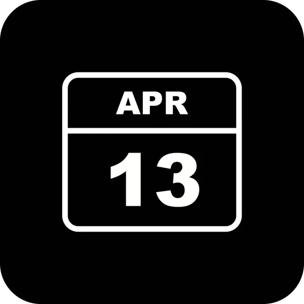 13 de abril Fecha en un calendario de un solo día —  Fotos de Stock