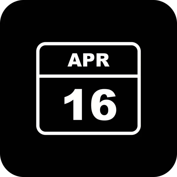 16 april datum på en enda dag kalender — Stockfoto