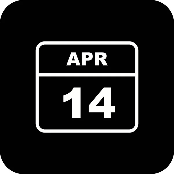 April 14th Date on a Single Day Calendar — Stock Photo, Image