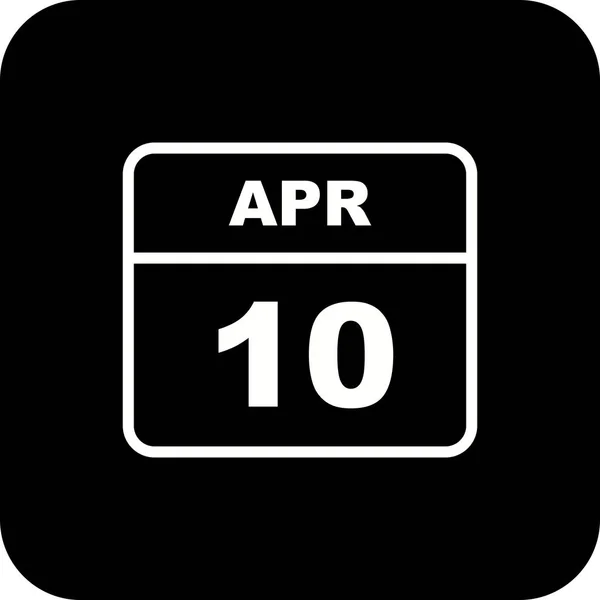 April 10th Date on a Single Day Calendar — Stock Photo, Image