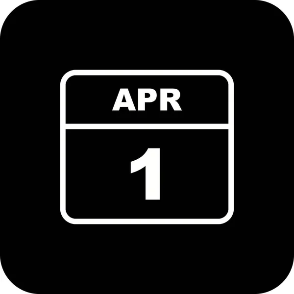 April 1st Date on a Single Day Calendar — Stock Photo, Image