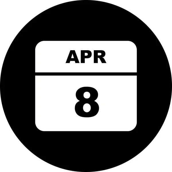 8 de abril Fecha en un calendario de un solo día —  Fotos de Stock