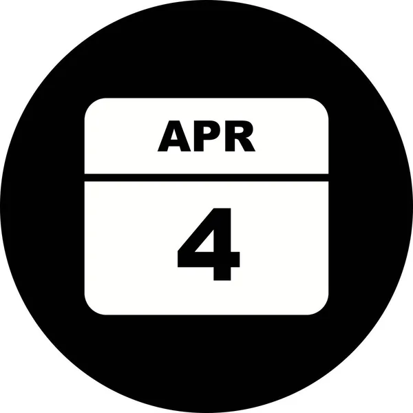 4 de abril Fecha en un calendario de un solo día — Foto de Stock