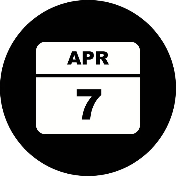单日日历上的 4 月 7 日日期 — 图库照片