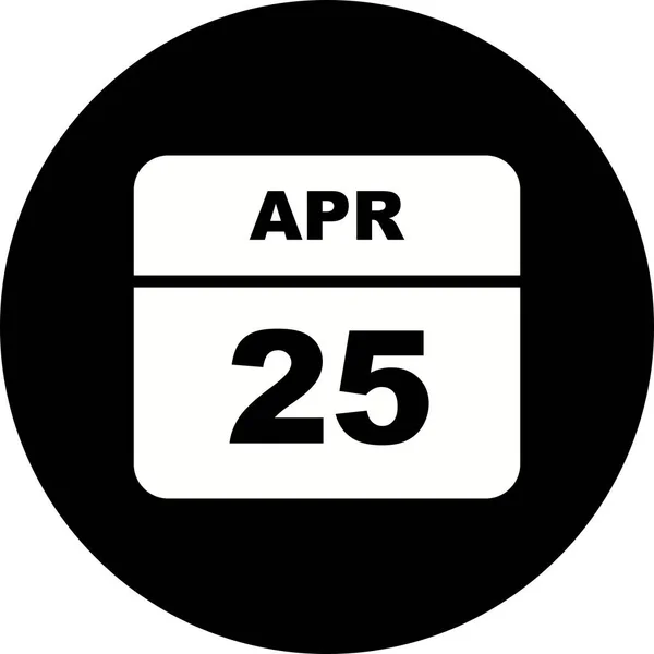 Дата 25 апреля в календаре одного дня — стоковое фото