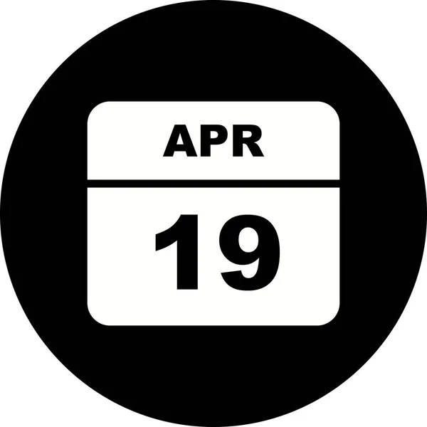 19 kwietnia Data w kalendarzu jednodniowe — Zdjęcie stockowe