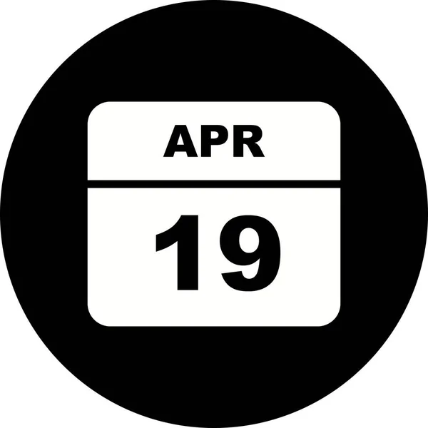 19 april datum op één dag kalender — Stockfoto