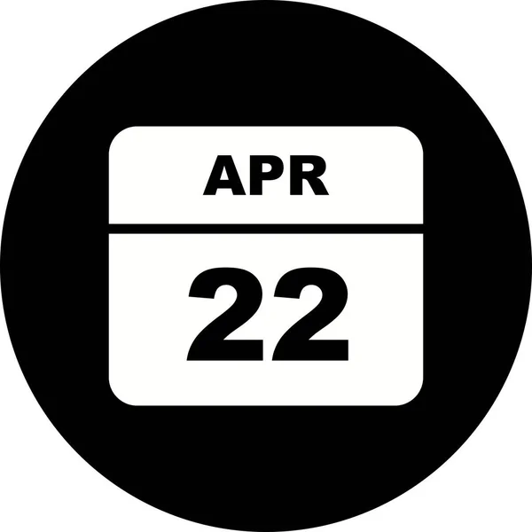 Дата 22 апреля в календаре одного дня — стоковое фото