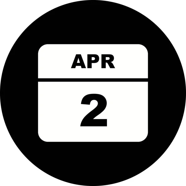 2 de abril Fecha en un calendario de un solo día — Foto de Stock