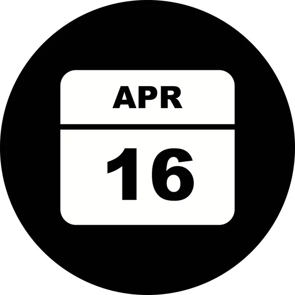 16 aprile Data in un unico giorno Calendario — Foto Stock