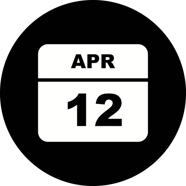 12 Aprile Data su un Calendario Unico Giorno — Foto Stock