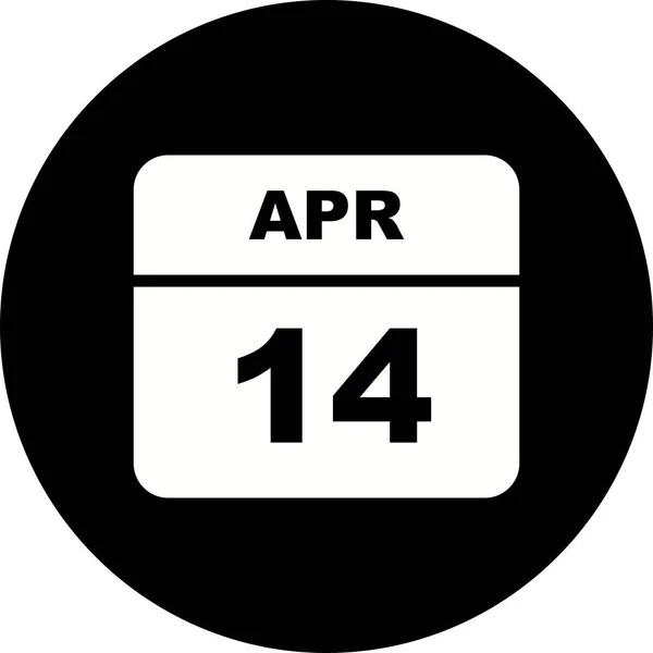 14th Απριλίου ημερομηνία σε ένα ημερολόγιο μιας ημέρας — Φωτογραφία Αρχείου