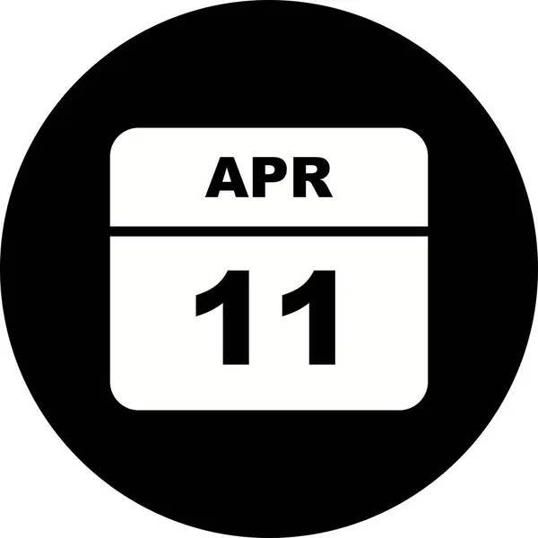 单日日历上的 4 月 11 日日期 — 图库照片