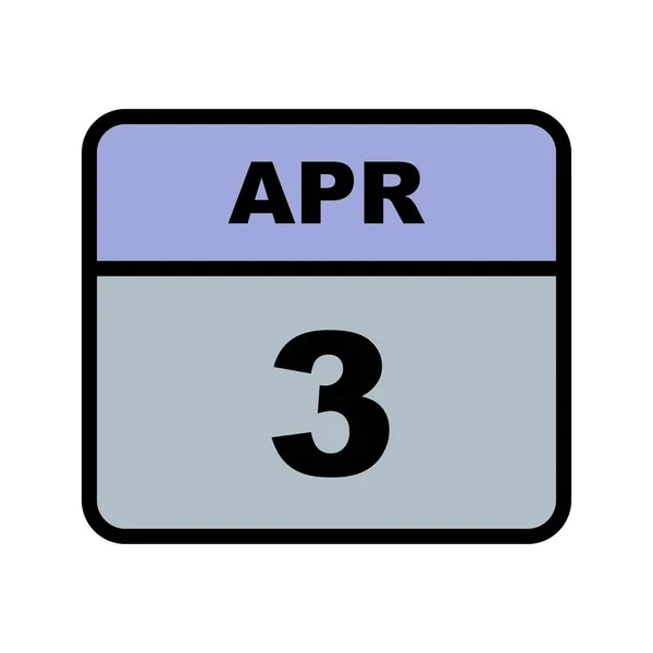 3 avril Date sur un calendrier d'un seul jour — Photo