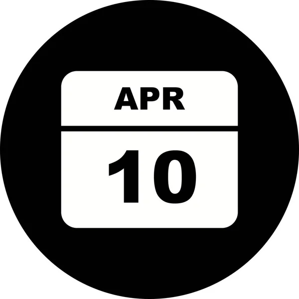 10 de abril Data em um calendário único dia — Fotografia de Stock
