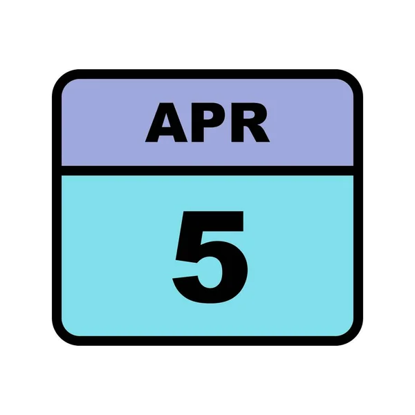 5 de abril Fecha en un calendario de un solo día —  Fotos de Stock