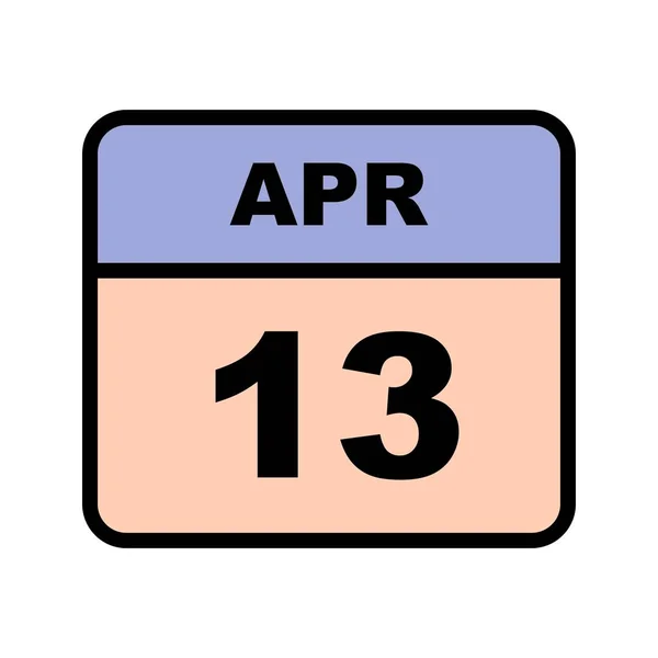 13 april datum op één dag kalender — Stockfoto