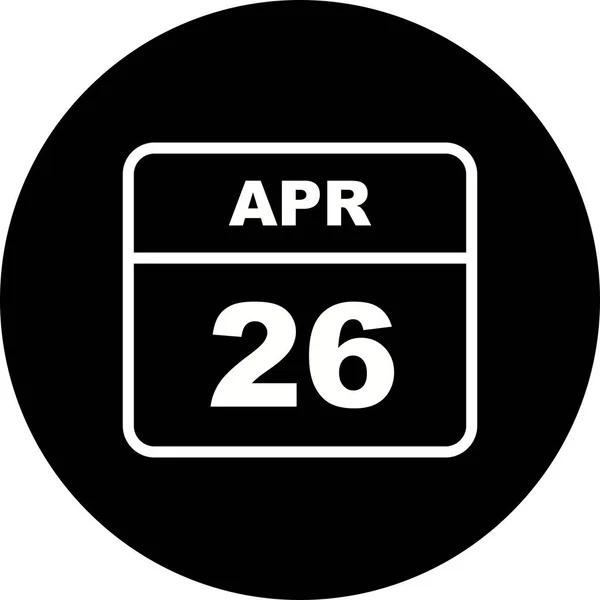 26 Aprile Data in un Calendario Unico Giorno — Foto Stock