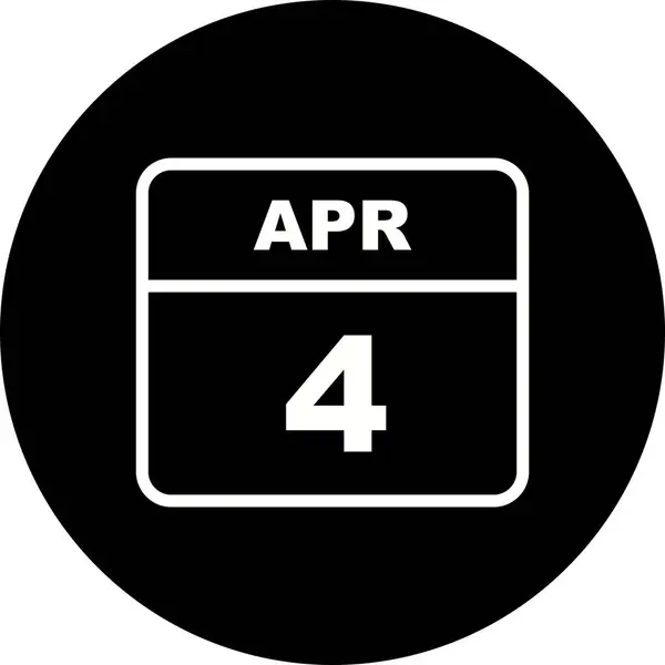 单日日历上的 4 月 4 日日期 — 图库照片