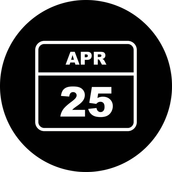 25 de abril Fecha en un calendario de un solo día — Foto de Stock