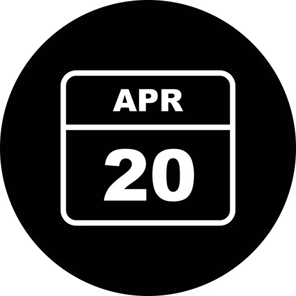 20 de abril Fecha en un calendario de un solo día — Foto de Stock