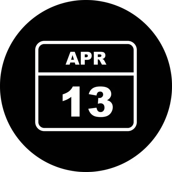 Datum 13. dubna v kalendáři jednoho dne — Stock fotografie