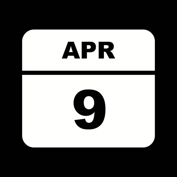 April 9th Date on a Single Day Calendar — Stock Photo, Image