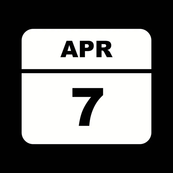 7 april datum op één dag kalender — Stockfoto