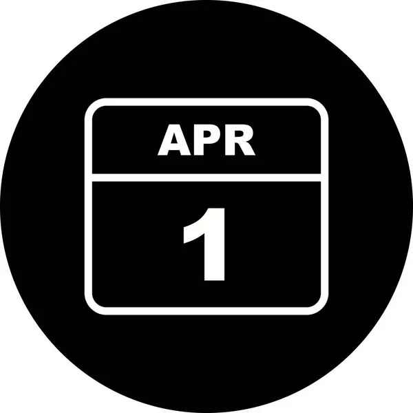 Дата 1 апреля в календаре одного дня — стоковое фото