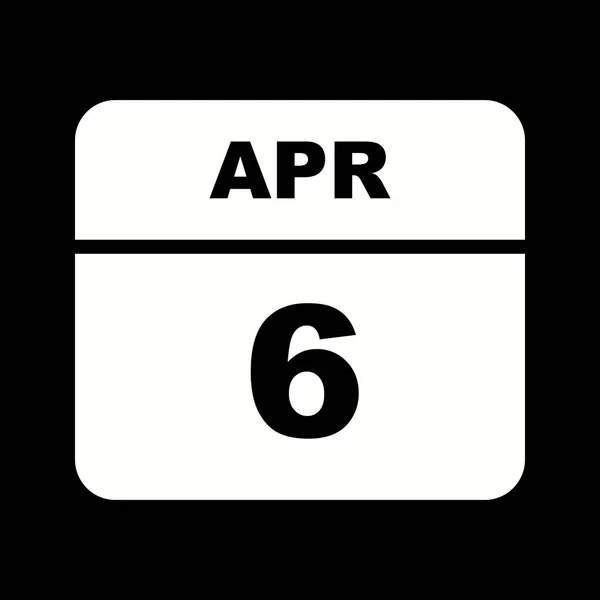 6 april datum op één dag kalender — Stockfoto