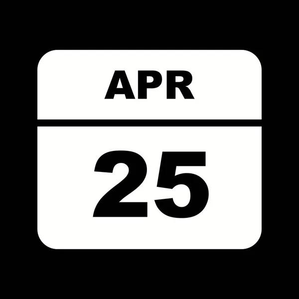 25 de abril Fecha en un calendario de un solo día — Foto de Stock
