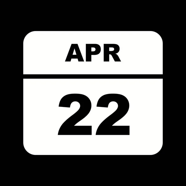 22 de abril Fecha en un calendario de un solo día — Foto de Stock