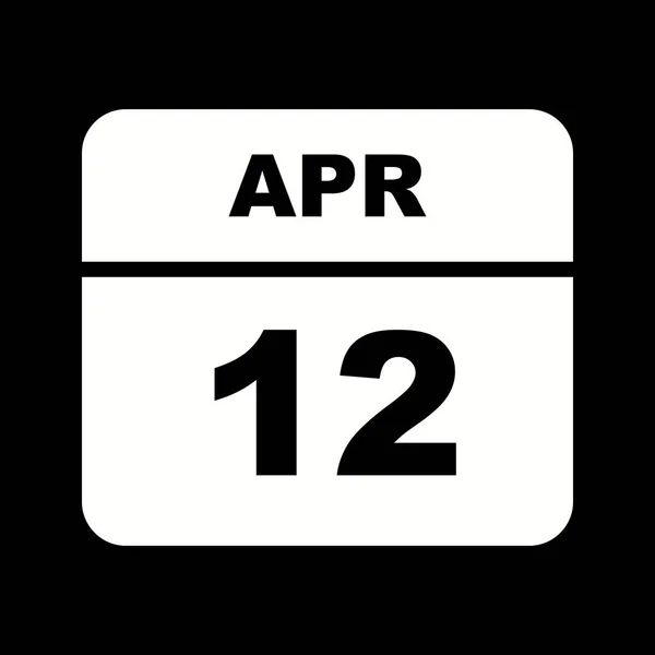 12 de abril Data em um calendário único dia — Fotografia de Stock