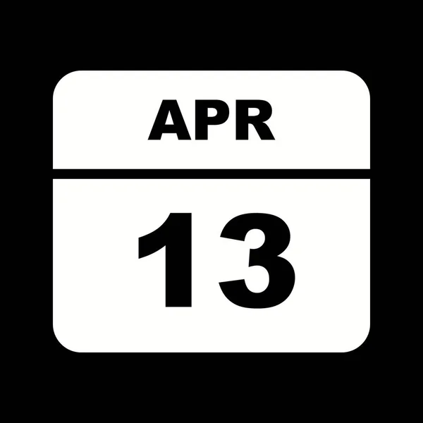 13. April Datum an einem einzigen Tag Kalender — Stockfoto