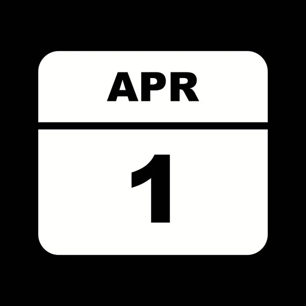 1 april datum på en enda dag kalender — Stockfoto