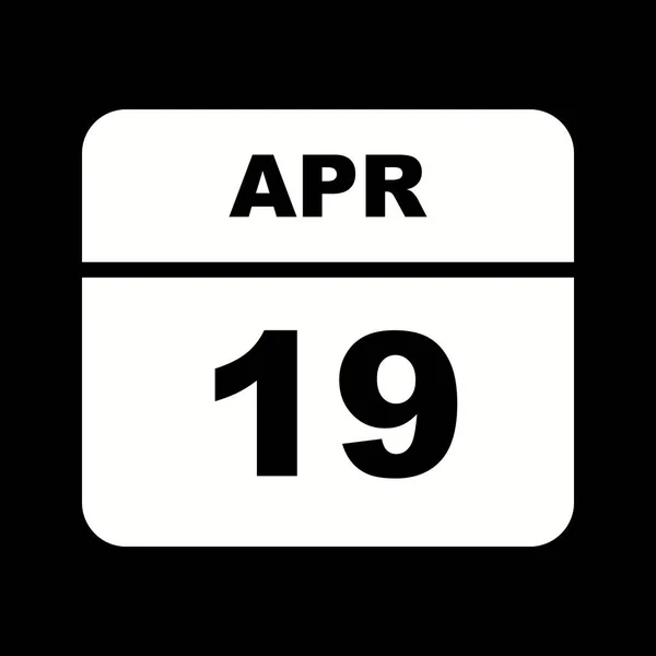 19 de abril Fecha en un calendario de un solo día — Foto de Stock