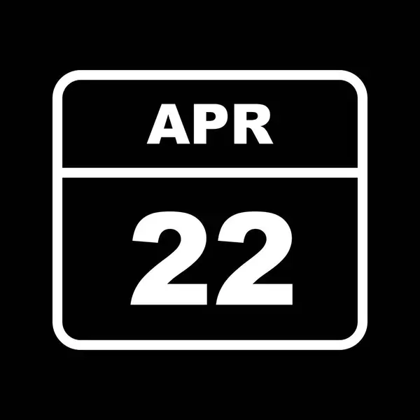 22 april datum på en enda dag kalender — Stockfoto