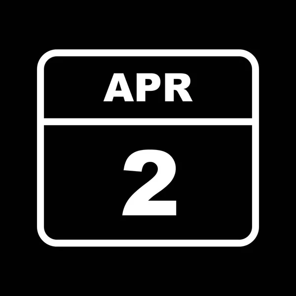 2 april datum på en enda dag kalender — Stockfoto