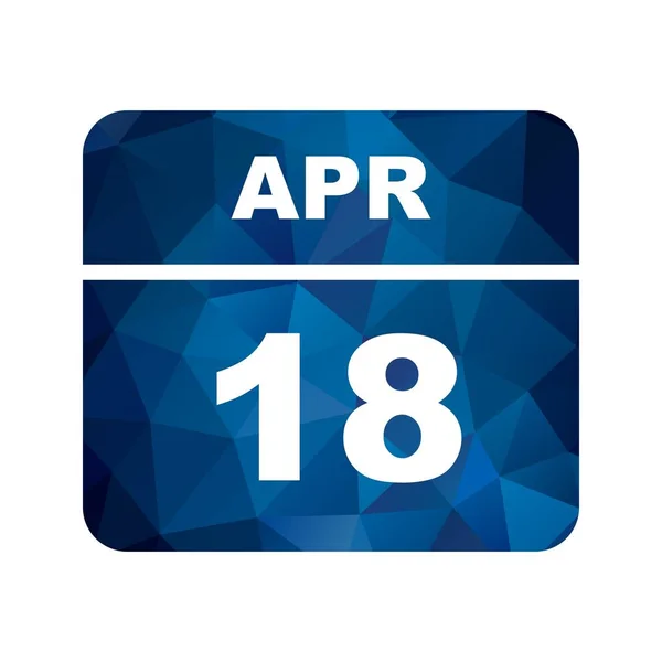 Április 18. dátum egy egynapos naptárban — Stock Fotó