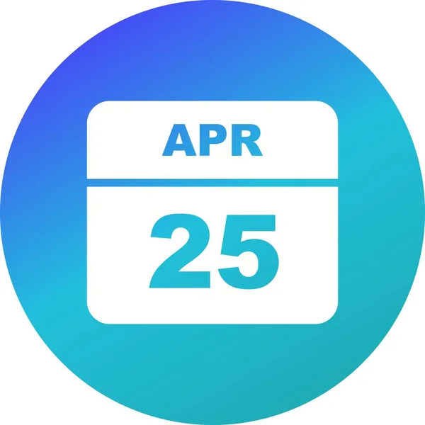 25 de abril Data em um calendário único dia — Fotografia de Stock