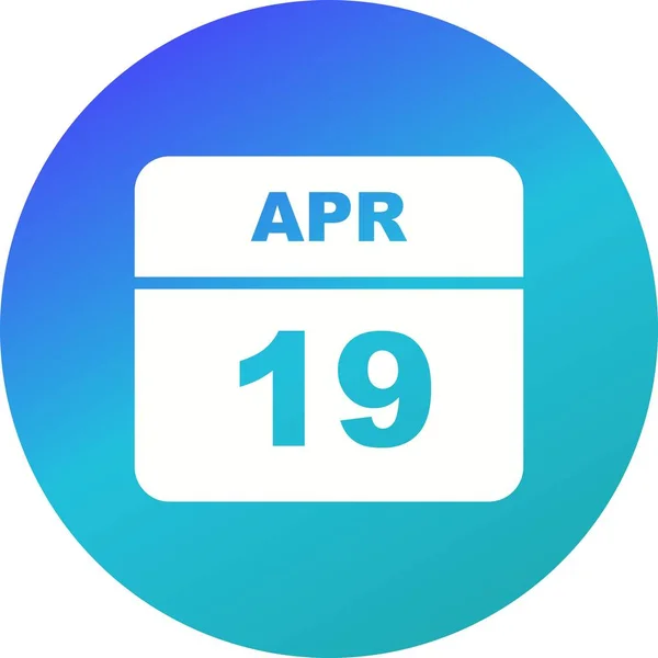 19 de abril Fecha en un calendario de un solo día — Foto de Stock