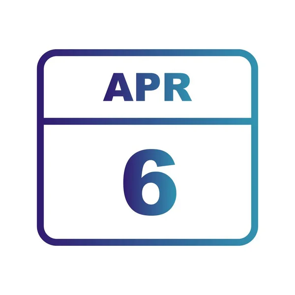 Дата 6 апреля в календаре одного дня — стоковое фото