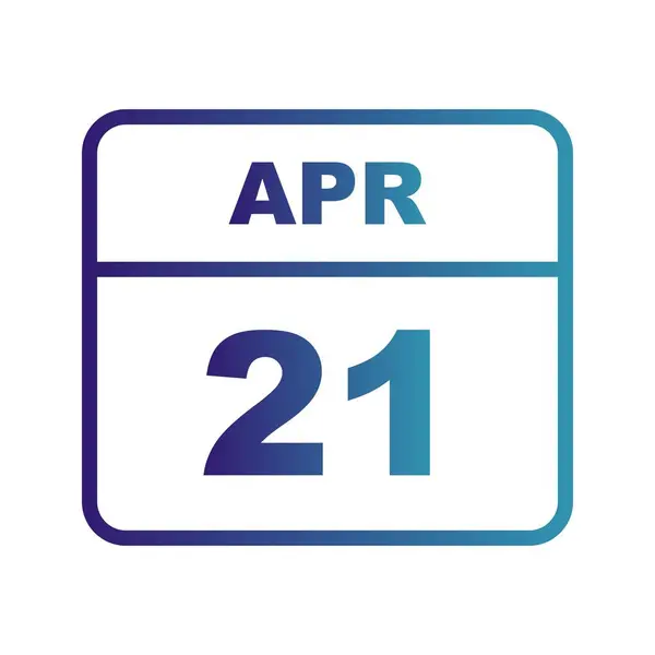 21 de abril Fecha en un calendario de un solo día — Foto de Stock