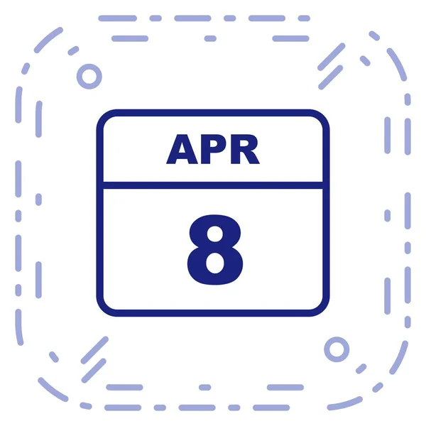 8 Aprile Data su un Calendario Unico Giorno — Foto Stock