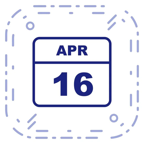 16 kwietnia Data w kalendarzu jednodniowe — Zdjęcie stockowe