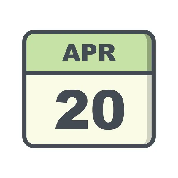 20 de abril Fecha en un calendario de un solo día — Foto de Stock