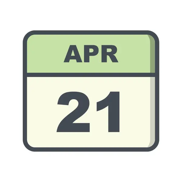21 Απριλίου ημερομηνία σε ημερολόγιο μίας ημέρας — Φωτογραφία Αρχείου