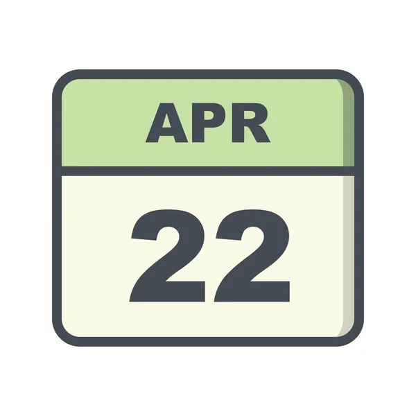 22 квітня дата на один день календар — стокове фото
